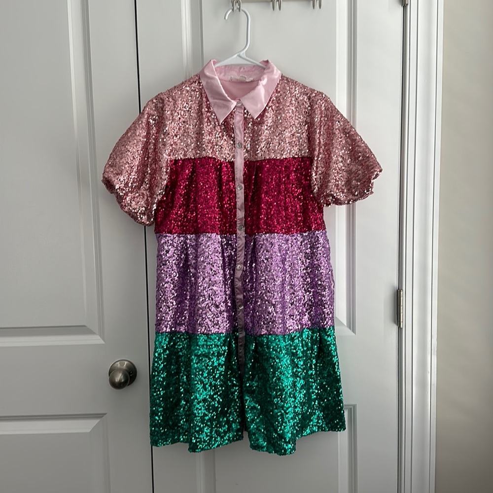 EUC Peach Love Eras Tour Sequin Tiered Dress